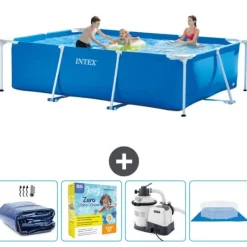 Best Intex svømmebassin med rektangulær ramme - 300 x 200 x 75 cm - Blå - Inkluderet tilbehør CB66 Pooler