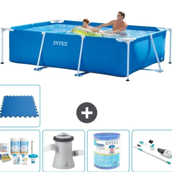 Intex svømmebassin med rektangulær ramme - 260 x 160 x 65 cm - Blå - Inkluderet tilbehør A134 Pooler