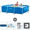 Discount Intex svømmebassin med rektangulær ramme - 220 x 150 x 60 cm - Blå - Inkluderet tilbehør CB3 Pooler