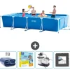 Pooler^Intex svømmebassin med rektangulær ramme - 450 x 220 x 84 cm - Blå - Inkluderet tilbehør CB68