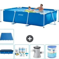 New Intex svømmebassin med rektangulær ramme - 260 x 160 x 65 cm - Blå - Inkluderet tilbehør A71 Pooler