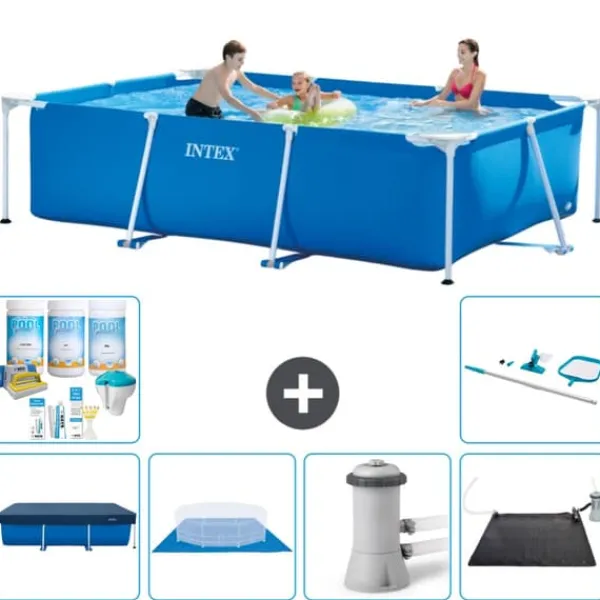 Intex svømmebassin med rektangulær ramme - 300 x 200 x 75 cm - Blå - Inkluderet tilbehør CB97 Pooler
