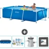 Pooler^Intex svømmebassin med rektangulær ramme - 260 x 160 x 65 cm - Blå - Inkluderet tilbehør CB3