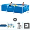 Pooler^Intex svømmebassin med rektangulær ramme - 300 x 200 x 75 cm - Blå - Inkluderet tilbehør CB3