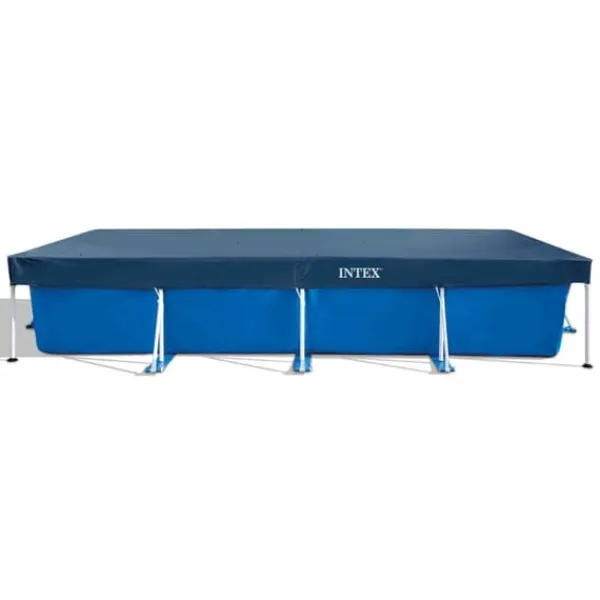 Pooler^Intex svømmebassin med rektangulær ramme - 450 x 220 x 84 cm - Blå - Inkluderet tilbehør CB6