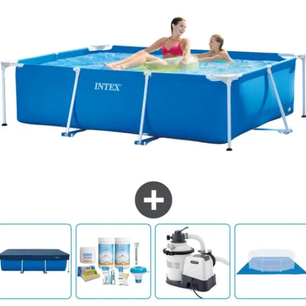 Intex svømmebassin med rektangulær ramme - 220 x 150 x 60 cm - Blå - Inkluderet tilbehør CB59 Pooler
