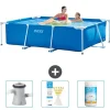 Pooler^Intex svømmebassin med rektangulær ramme - 220 x 150 x 60 cm - Blå - Inkluderet tilbehør CB73