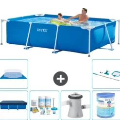 Online Intex svømmebassin med rektangulær ramme - 260 x 160 x 65 cm - Blå - Inkluderet tilbehør A116 Pooler