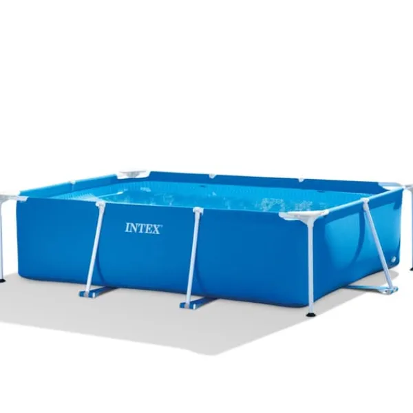Pooler^Intex svømmebassin med rektangulær ramme - 220 x 150 x 60 cm - Blå - Inkluderet tilbehør CB97
