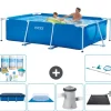 Discount Intex svømmebassin med rektangulær ramme - 260 x 160 x 65 cm - Blå - Inkluderet tilbehør CB97 Pooler