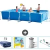 Pooler^Intex svømmebassin med rektangulær ramme - 450 x 220 x 84 cm - Blå - Inkluderet tilbehør CB12