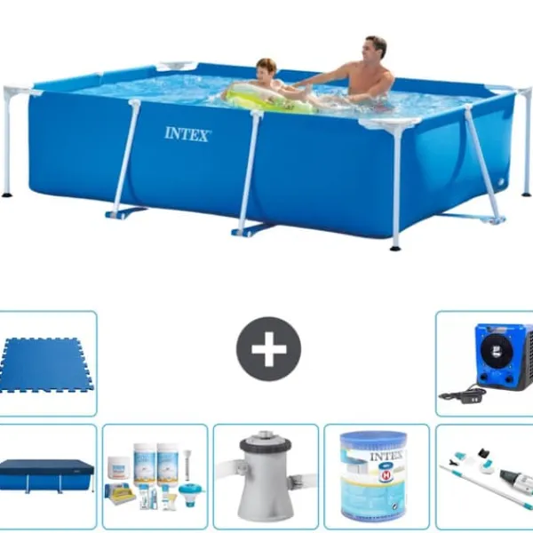 Intex svømmebassin med rektangulær ramme - 260 x 160 x 65 cm - Blå - Inkluderet tilbehør A144 Pooler