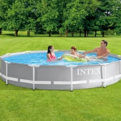 Sale Intex svømmebassin med rund prismeramme - 366 x 76 cm - Grå - Inklusive Tilbehør CB28 Pooler