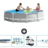 Discount Intex svømmebassin med rund prismeramme - 305 x 76 cm - Grå - Inkluderet tilbehør CB65 Pooler