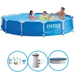 Pooler^Intex Svømmebassin Metalramme - Svømmebassinpakke - 366x76 cm