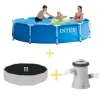 Pooler^Intex swimmingpool - Metalramme - 305 x 76 cm - Inklusiv solsejl- og filterpumpe