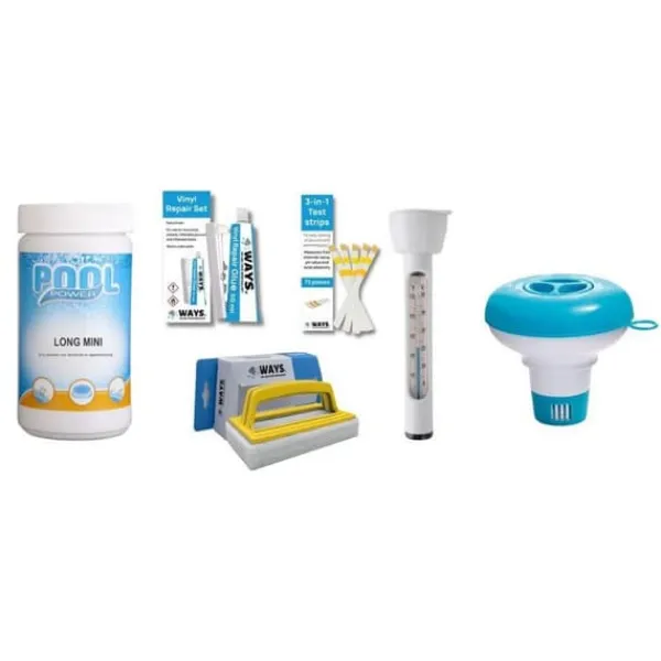 Hot Intex swimmingpool - Nemt sæt - 396 x 84 cm - Inklusiv WAYS vedligeholdelsespakke, filterpumpe & jordklud Pooler