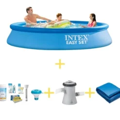 Discount Intex swimmingpool - Nemt sæt - 305 x 61 cm - Inklusiv WAYS vedligeholdelsespakke, filterpumpe & jordklud Pooler