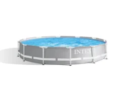 Pooler^Intex swimmingpool - Prismeramme - 366 x 76 cm - Inklusiv WAYS vedligeholdelsespakke, filterpumpe og jordklud