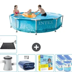 Intex swimmingpool med rund ramme - 305 x 76 cm - Vandprint - Inklusive Tilbehør CB25 Pooler