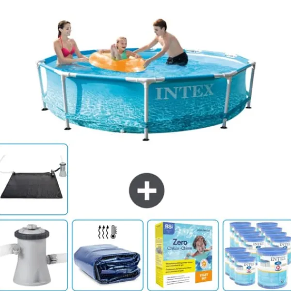 Intex swimmingpool med rund ramme - 305 x 76 cm - Vandprint - Inklusive Tilbehør CB25 Pooler