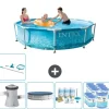 Pooler^Intex swimmingpool med rund ramme - 305 x 76 cm - Vandprint - Inklusive Tilbehør CB21