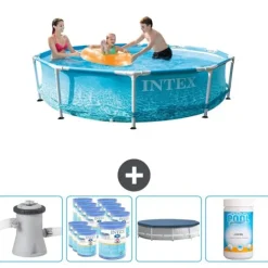 Intex swimmingpool med rund ramme - 305 x 76 cm - Vandprint - Inklusive Tilbehør CB87 Pooler