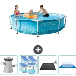 Pooler^Intex swimmingpool med rund ramme - 305 x 76 cm - Vandprint - Inklusive Tilbehør CB91
