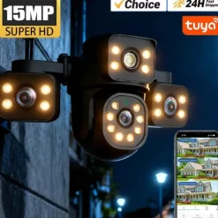 Clearance IP Kamera, 15MP, Automatisk Sporing,EU-stik, 8K WIFI Ingen SD-kort Sikkerhedsmonitorer & Videokameraer