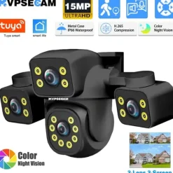 Sikkerhedsmonitorer & Videokameraer^IP Kamera, 15MP Opløsning, AI Bevægelsesdetektion,EU Stik, 1Pcs WIFI NEKORT