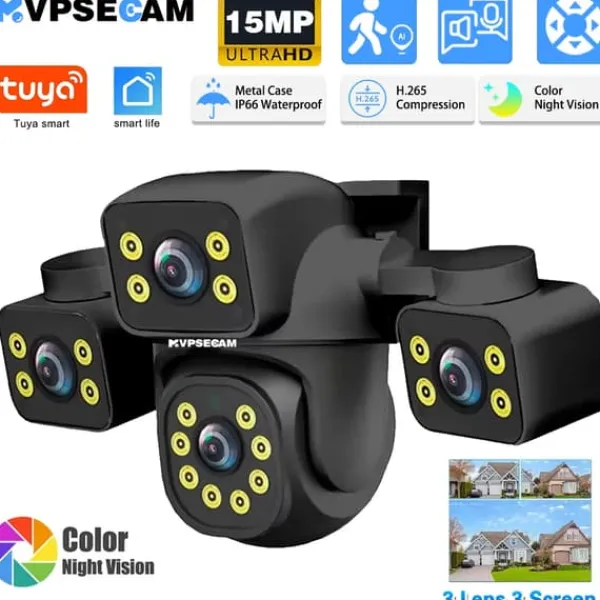 Best IP Kamera, 15MP Ultra HD, Farve Natvision,EU Stik, 15MP WIFI NO Kort Sikkerhedsmonitorer & Videokameraer