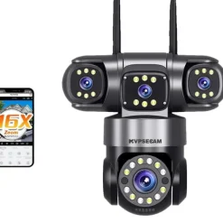Sale IP Kamera, Quad-Linse, Smart Sporing,1Pcs Wifi Kamera, EU Stik Sikkerhedsmonitorer & Videokameraer