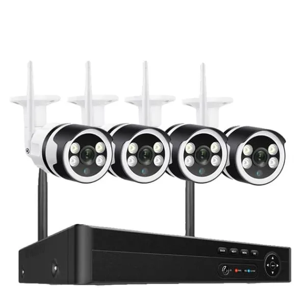 IP Kamera System, Høj Opløsning Video, To-Vejs Lyd,8CH og 4stk 3MP kamera, Ingen Sikkerhedsmonitorer & Videokameraer