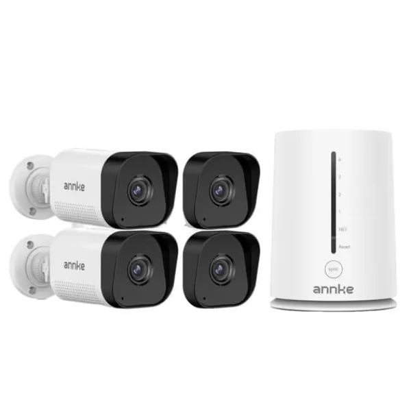Clearance IP-kamera, 5MP opløsning, Wi-Fi-forbindelse,Med 4stk Cam Sikkerhedsmonitorer & Videokameraer
