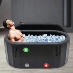 Discount Isbad & koldtvandskar - Oppustelig bærbar badekar - 132×70×54 cm - Med isoleret låg - 275 l - Til voksne - Plast - Sort Spa & Udendørsbad