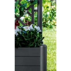 Krukker & Plantebeholdere^ITALIA fyrkantig blomlåda med spaljé - 30L - Plast - Antracit