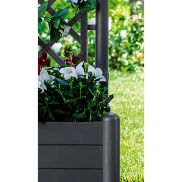 Krukker & Plantebeholdere^ITALIA fyrkantig blomlåda med spaljé - 30L - Plast - Antracit