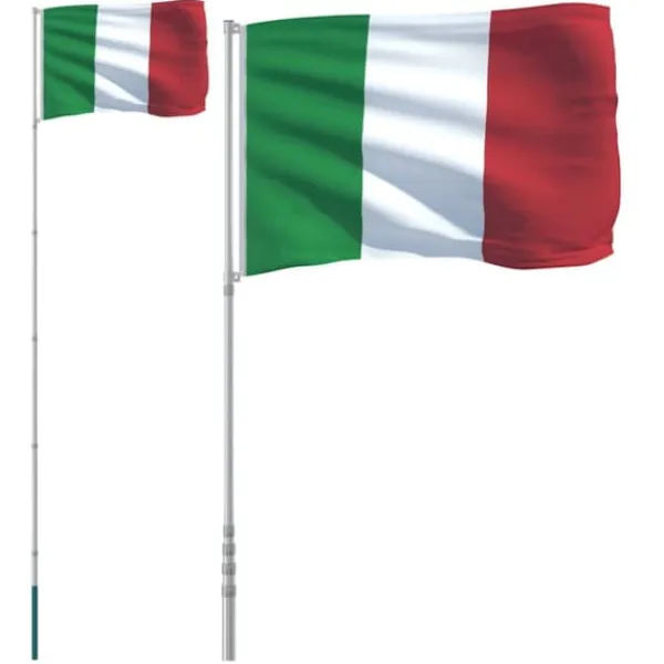 Flag & Vindposer^Italien flag og flagstang 5,55 m aluminium - Italien Flag - Italien-flag - Home & Living