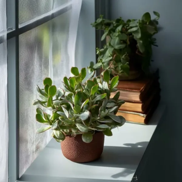 Krukkeplanter Indendørs^Jadeplante - 2 stk - Crassula arborescens 'Curly' - Potte 12 cm