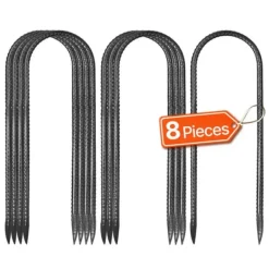 Haveduge^Jordanker - U-formede jordspyd - Galvaniseret stål - Mål 30,5 x 8,2 cm - Kraftige - Sæt med 8