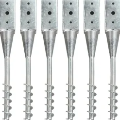 Clearance Jordpløkker 6 stk. galvaniseret stål - Holdbare og praktiske | Farve: Sølv | Størrelse: 7x7x56 cm Haveværktøj