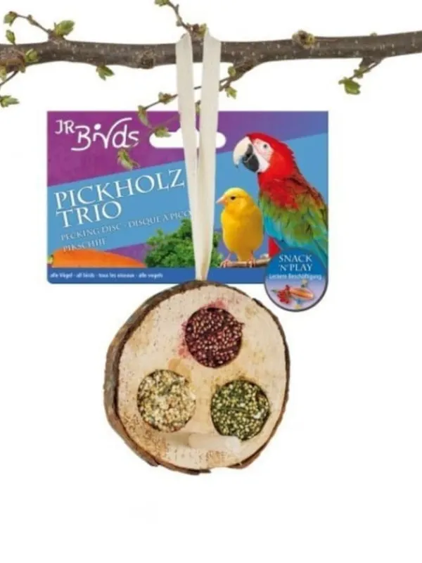 Til Fugle & Småvildt^JR FARM - Disc Trio - lækre godbidder til leg og gnask til alle papegøjer 70g
