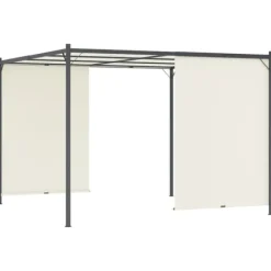 New Justerbar pergola med tilbagetrækkeligt tag - 3x3 m | Farve: Creme Buer, Spalier, Lysthuse Uden Tag