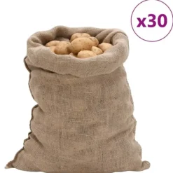 Jutesække 30 stk. - Multifunktionelle opbevarings- og transportløsninger | Størrelse: 60x105 cm | Materiale: 100% jute Havekurve