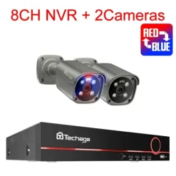 Sikkerhedsmonitorer & Videokameraer^4K Sikkerhedskamera System, To-Vejs Lyd, Farve Natvision,8CH NVR 2PCS Kamera, 1T