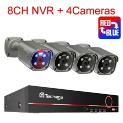 Sale 4K Sikkerhedskamera System, To-Vejs Lyd, Farve Natvision,8CH NVR 4PCS Kamera, Ingen Sikkerhedsmonitorer & Videokameraer