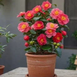 Kamelia japansk rose - Sæt med 4 - Camellia 'Lady C.' - Højde 60-70cm - ⌀19cm Blomster
