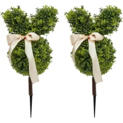 Havedekorationer^Kaninformet Topiary i Potte - Kunstig Buksbom - Udendørs Dekoration - Harpiks - Til Jubilæum/Udstilling - Grøn