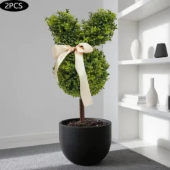 Havedekorationer^Kaninformet Topiary i Potte - Kunstig Buksbom - Udendørs Dekoration - Harpiks - Til Jubilæum/Udstilling - Grøn