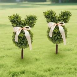 Havedekorationer^Kaninformet Topiary i Potte - Kunstig Buksbom - Udendørs Dekoration - Harpiks - Til Jubilæum/Udstilling - Grøn